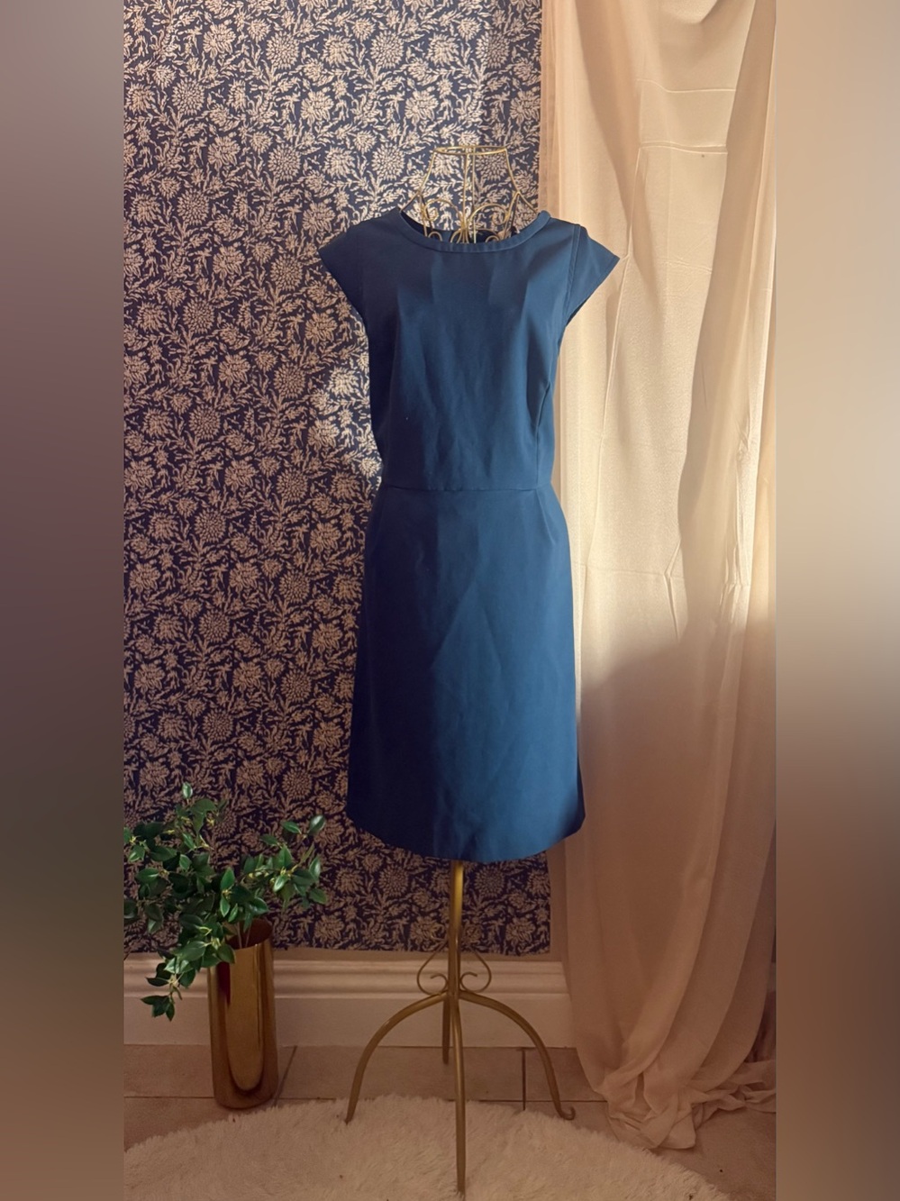 LOFT Teal Blue Cap Sleeve Sheath Dress | Size 14